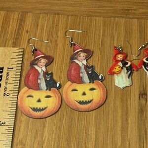 vintage inspired Halloween earrings wood